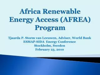 Africa Renewable Energy Access ( AFREA ) Program