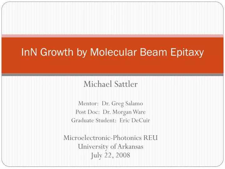inn growth by molecular beam epitaxy