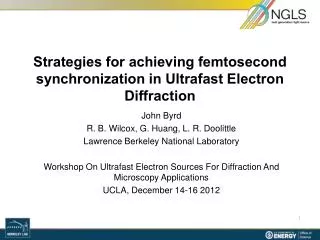 Strategies for achieving femtosecond synchronization in Ultrafast Electron Diffraction
