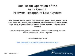 Dual-Beam Operation of the Astra Gemini  Petawatt Ti:Sapphire Laser System