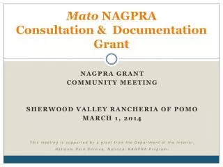 Mato NAGPRA Consultation &amp; Documentation Grant