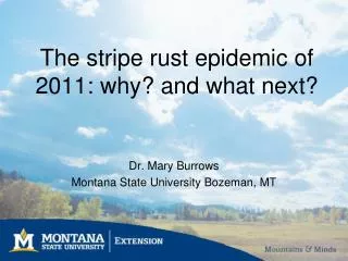 The stripe rust epidemic of 2011: why? and what next?