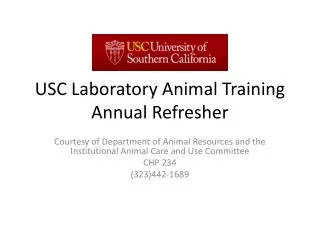 USC Laboratory Animal Training Annual Refresher