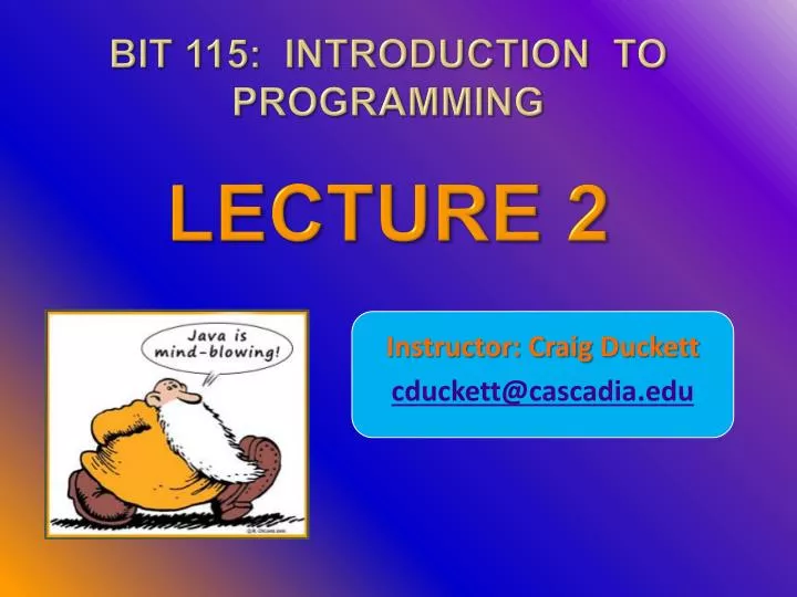 bit 115 introduction to programming lecture 2