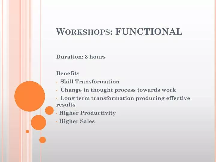 workshops functional