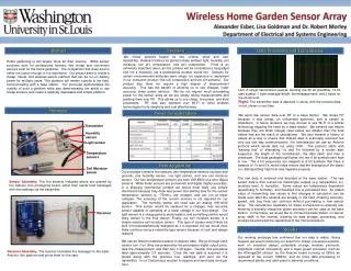 Wireless Home Garden Sensor Array Alexander Esber , Lisa Goldman and Dr. Robert Morley Department of Electrical and S