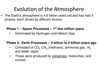 Evolution of the Atmosphere