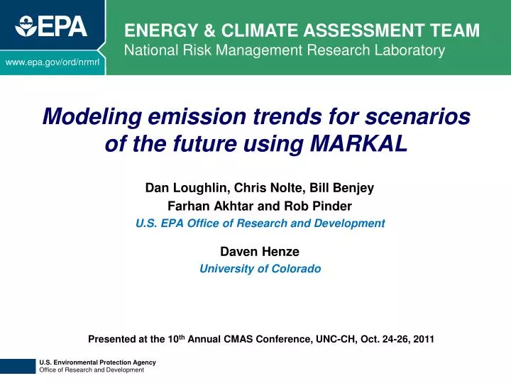 modeling emission trends for scenarios of the future using markal