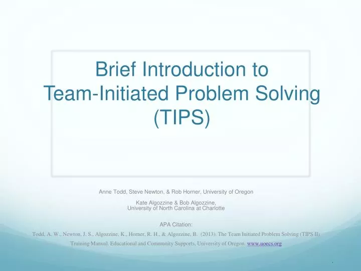brief introduction to team initiated problem solving tips