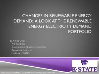 Changes in Renewable Energy Demand: A look at the Renewable Energy Electricity Demand Portfolio