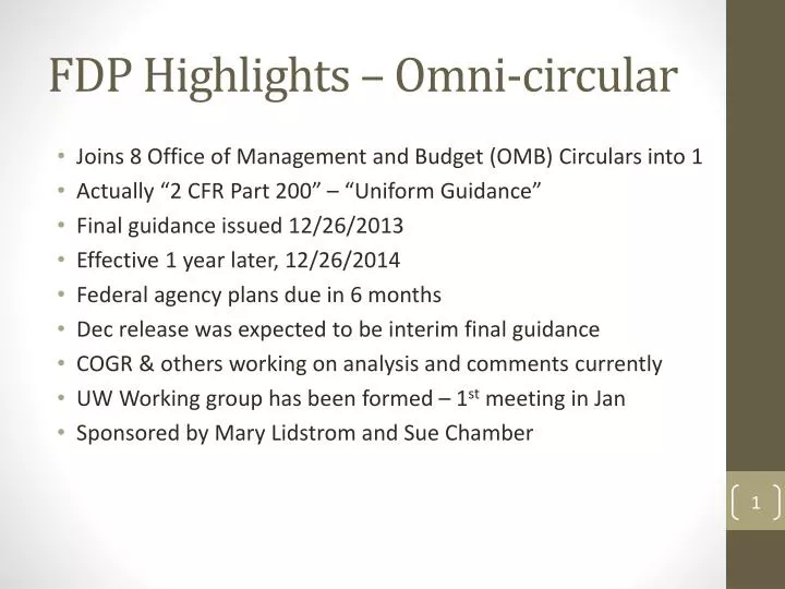 fdp highlights omni circular
