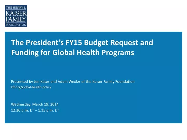 the president s fy15 budget request and funding for global health programs