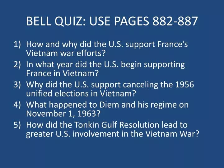 bell quiz use pages 882 887