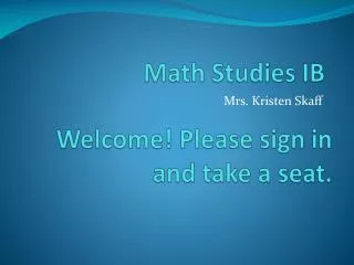 Math Studies IB