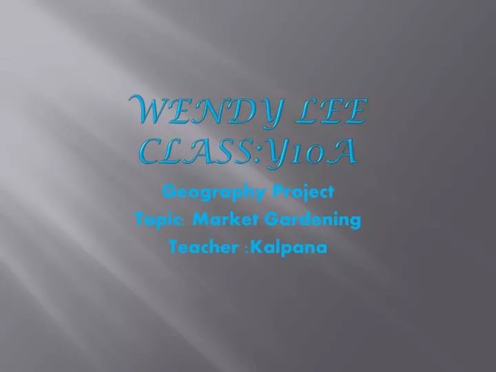 wendy lee class y10a