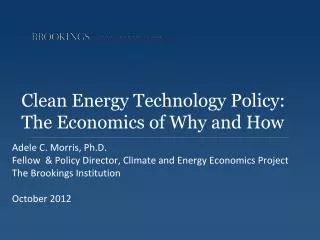 Clean Energy Technology Policy: The Economics of Why and How