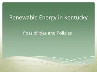 Renewable Energy in Kentucky