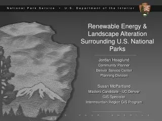 Renewable Energy &amp; Landscape Alteration Surrounding U.S. National Parks