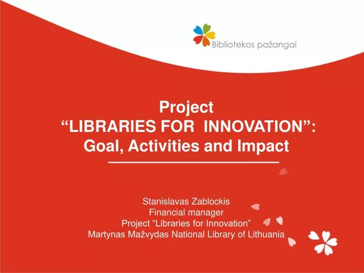 project libraries for innovation goal activities and impact
