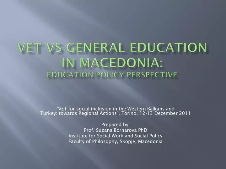 vet vs general education in macedonia education policy perspective