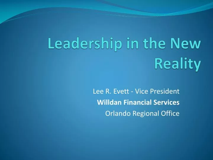 leadership in the new reality