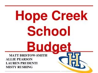 Hope Creek School Budget