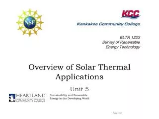 Overview of Solar Thermal Applications