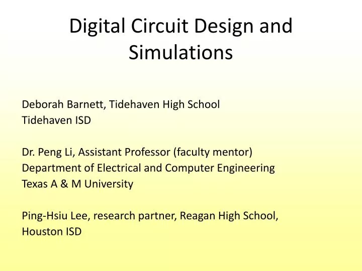 digital circuit design and simulations