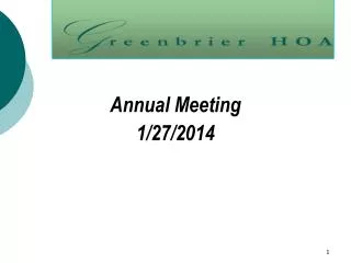 Annual Meeting 1/27/2014