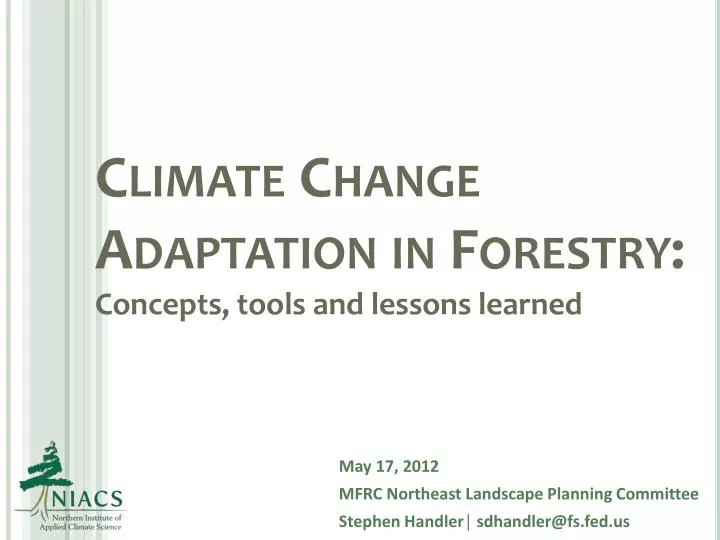 climate change adaptation in forestry concepts tools and lessons learned