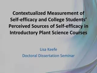 Lisa Keefe Doctoral Dissertation Seminar