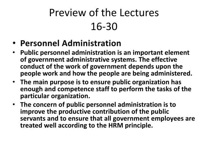 preview of the lectures 16 30