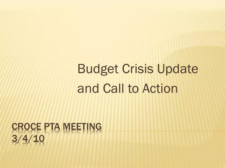 budget crisis update and call to action