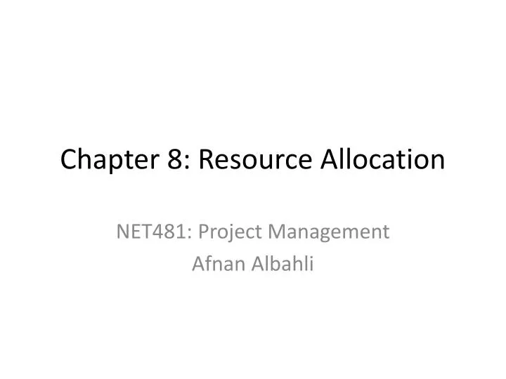 chapter 8 resource allocation