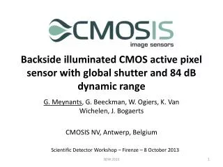 Backside illuminated CMOS active pixel sensor with global shutter and 84 dB dynamic range