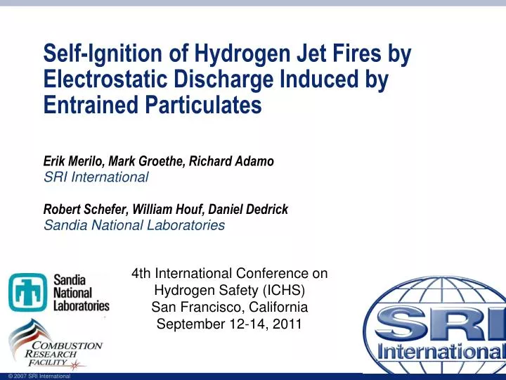 self ignition of hydrogen jet fires by electrostatic discharge induced by entrained particulates