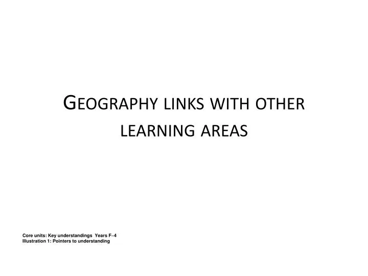 geography links with other learning areas