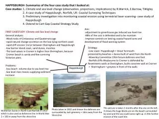 HAPPISBURGH- Summaries of the four case study that I looked at: