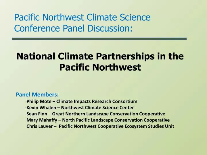 national climate partnerships in the pacific northwest
