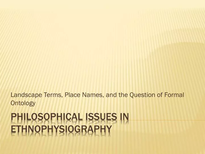 landscape terms place names and the question of formal ontology