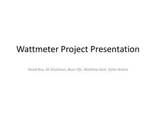 Wattmeter Project Presentation