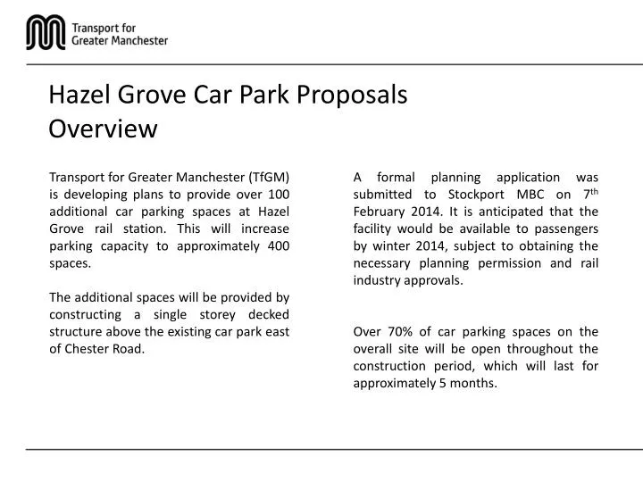 hazel grove car park proposals overview