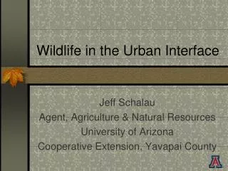 Wildlife in the Urban Interface