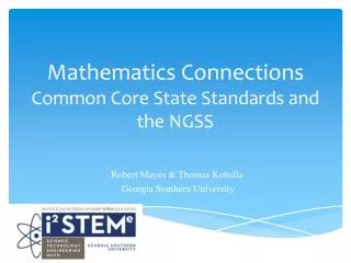 Mathematics Connections Common Core State Standards and the NGSS
