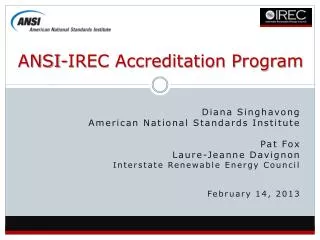 ANSI-IREC Accreditation Program