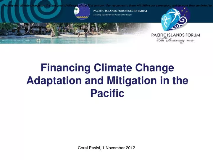 financing climate change adaptation and mitigation in the pacific
