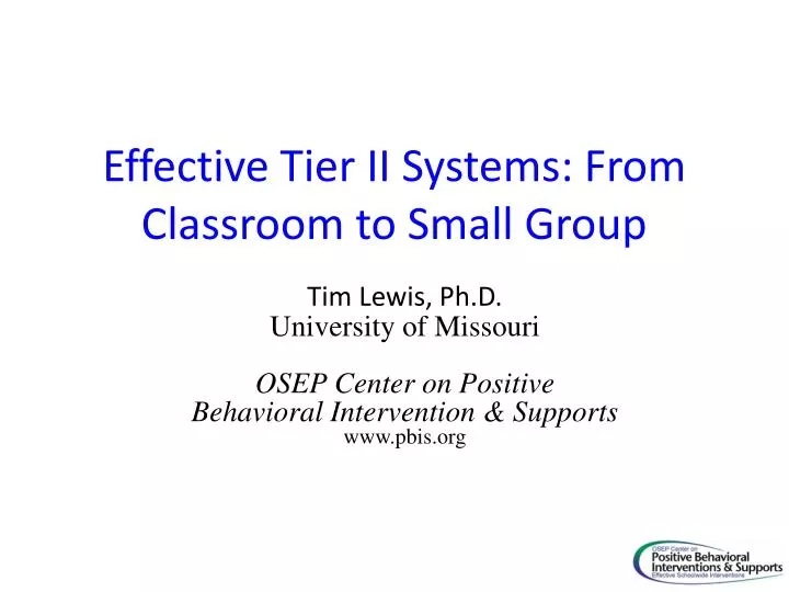effective tier ii systems from classroom to small group