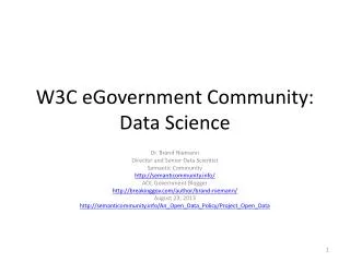 W3C eGovernment Community: Data Science