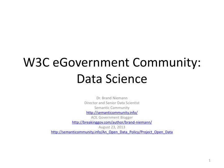w3c egovernment community data science