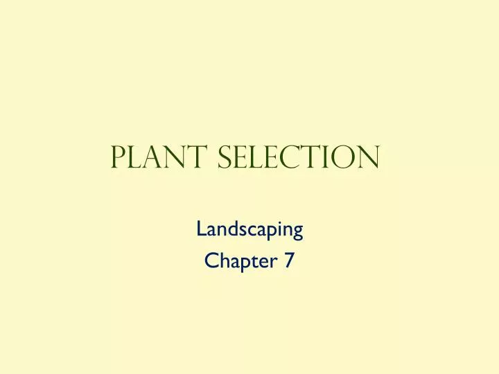 plant selection